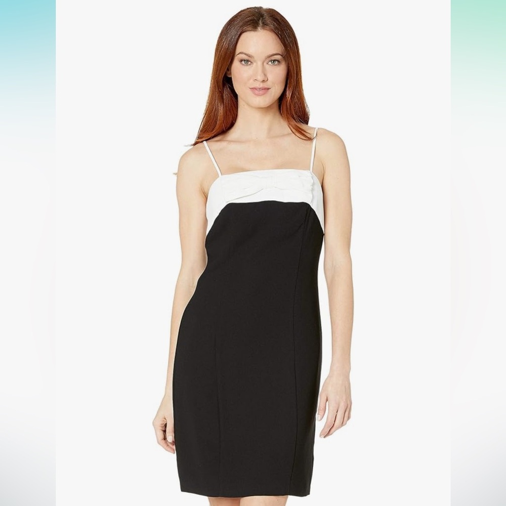 BLACK & WHITE MINI PENCIL SKIRT DRESS 2000’S OLD MONEY SPAGHETTI‎ STRAPS BOW